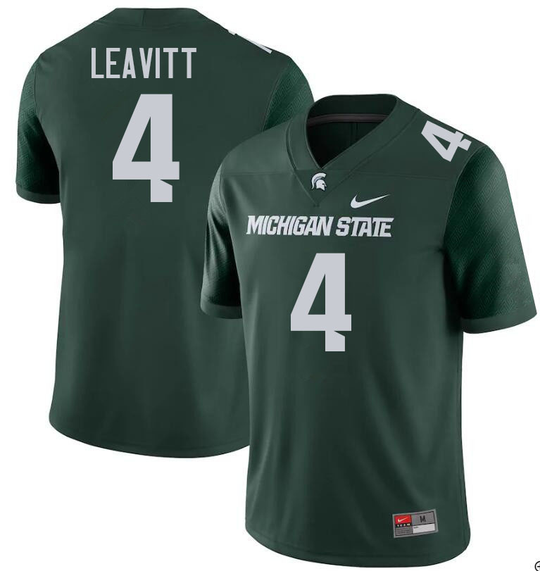 Men #4 Sam Leavitt Michigan State Spartans College Football Jerseys Stitched Sale-Green